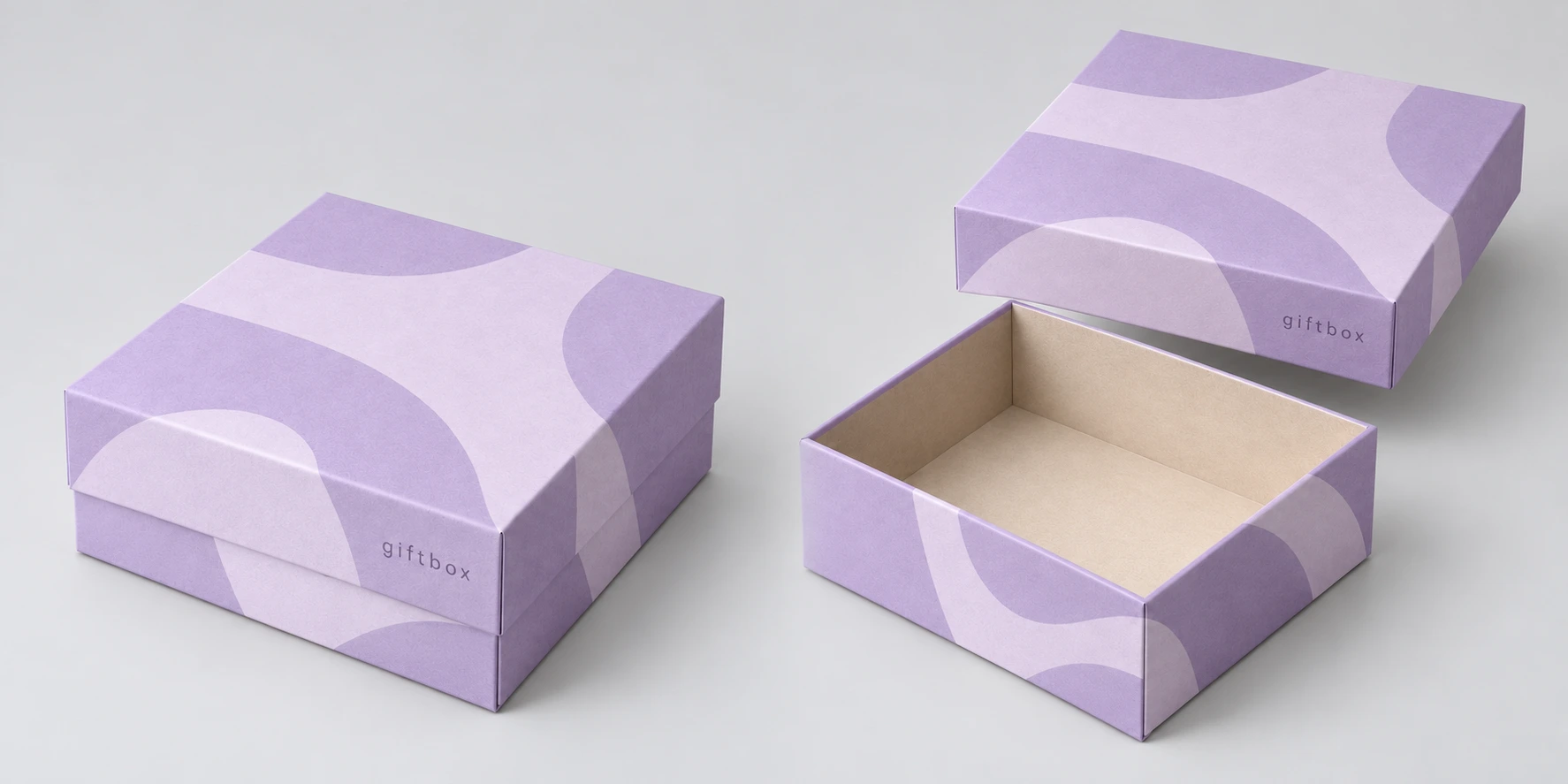 Lavender lid & base box with small giftbox lettering