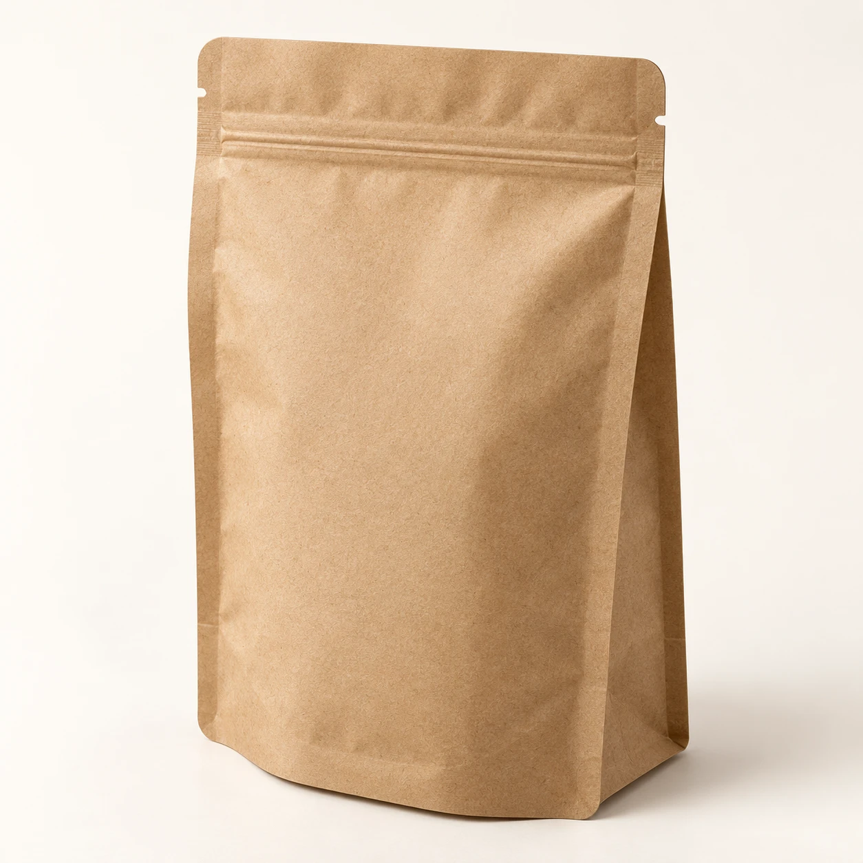 Paper-based stand-up pouch, unprinted structure reference